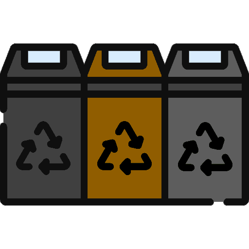 Ikona pojemników na śmieci (zmieszane, biodegradacja)